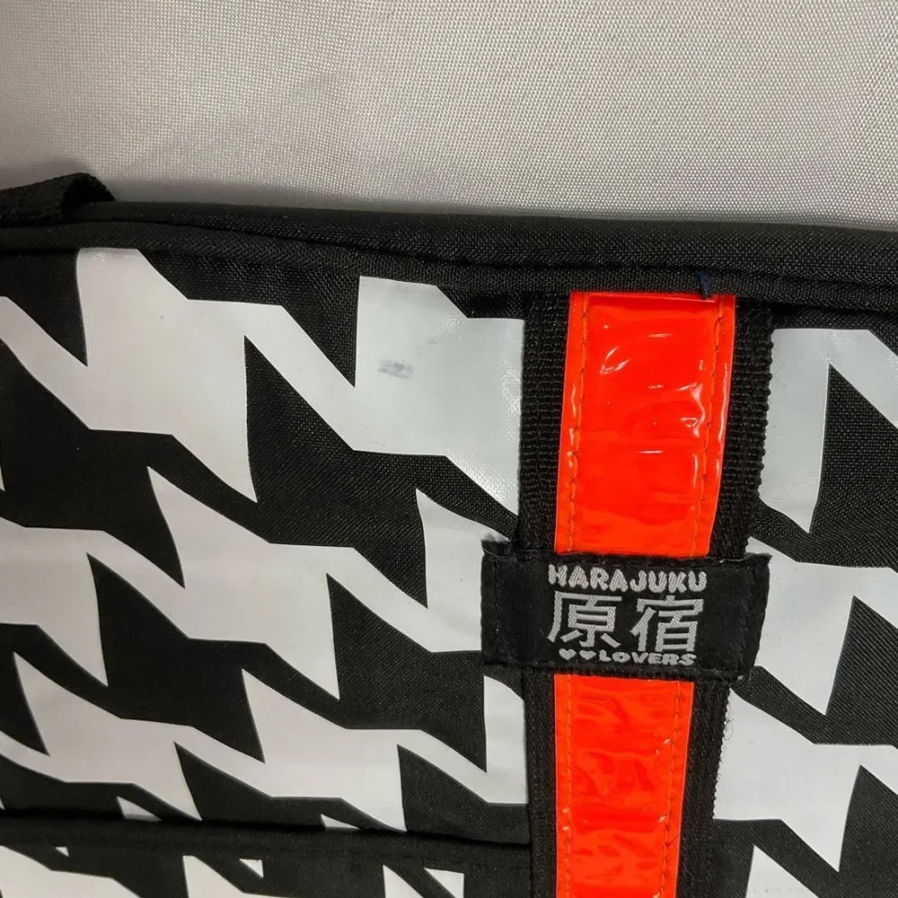 Harajuku Lovers Houndstooth Messenger Bag Black & White Laptop Shoulder Y2K